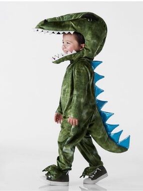 Pottery Barn Kids Green Dinosaur Costume with Blue Spikes